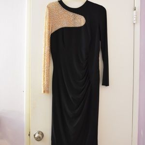 Xscape black and nude dress with studs